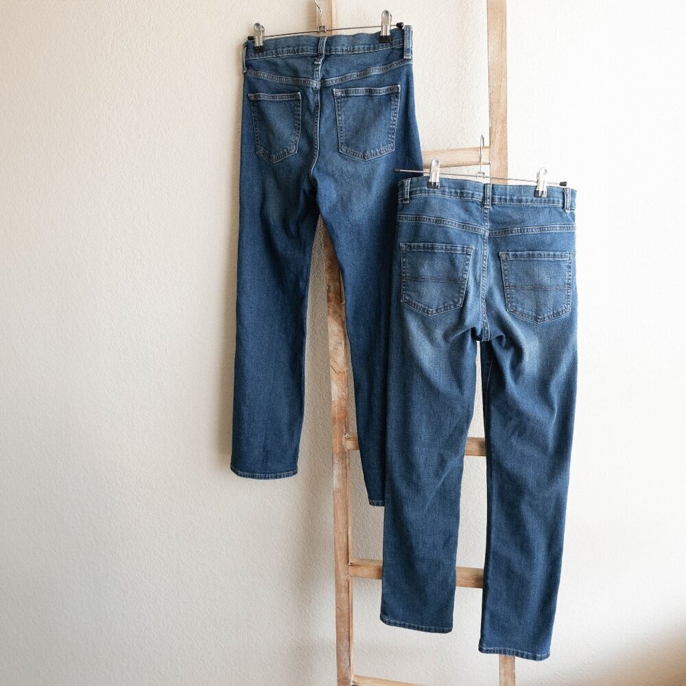 EUC! BUNDLE 2 Pairs Boys Jeans Sz14 Blue Straight Leg Old Navy Childrens Place - Picture 2 of 8